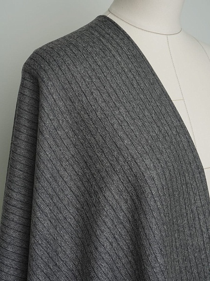 Шерсть костюмная "Елочка-полоска" цв.т.серый, ш.1.55м, шерсть-75%, п/э-25%, 230гр/м.кв