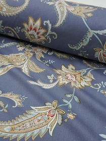 Сатин "Магический цветок" цв.джинсовый, ш.2.5м, хлопок-100%, 110гр/м.кв