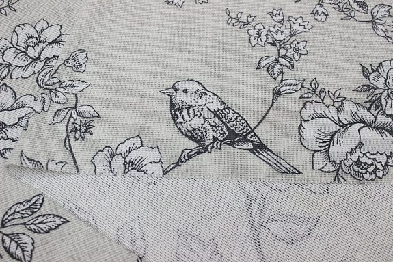 Рогожка "Птицы в саду", ш.1.5м, хлопок-100%, 165гр/м.кв