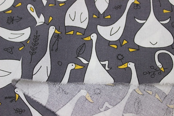 Полулен "Гусиная история" цв.графитово-серый, ш.1.5м, лен-30%, хлопок-70%, 147гр/м.кв