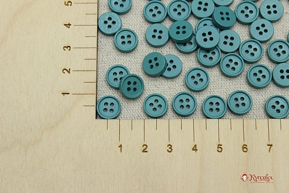 Пуговица пластмасса, цв.св.морская волна, 10мм, 4 отверстия