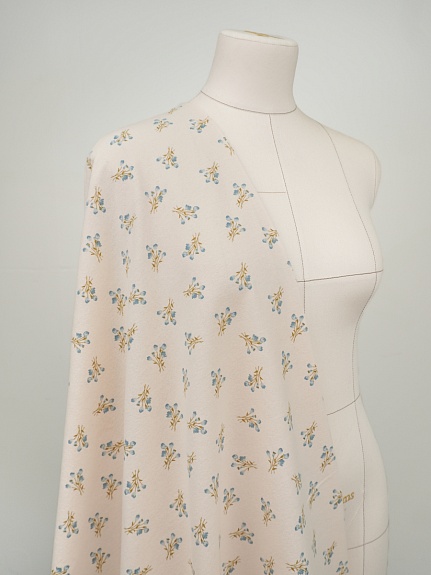 Теплый хлопок "Ранние букетики - голубые цветочки", ш.1.5м, хлопок-100%, 160гр/м.кв