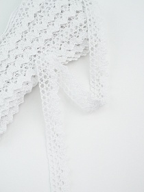 Кружево цв.белый, ш.16мм, хлопок-90%, п/э-10%, 10м, рис.078/1