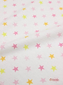 Фланель "Розово-желтые звездочки на белом", ш.0,9м, хлопок-100%, 160гр/м.кв