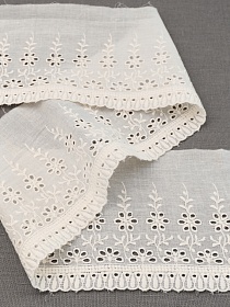 Шитье цв.ванильный (общая ширина 125мм, ширина вышивки 95мм), хлопок-100%, батист