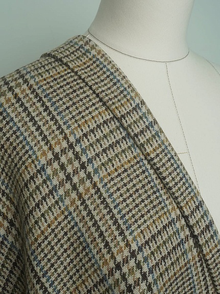 Шерсть пальтово-костюмная Твид "Гусиная лапка-клетка" цв.коричневый, ш.1.5м, шерсть-50%, п/э-50%