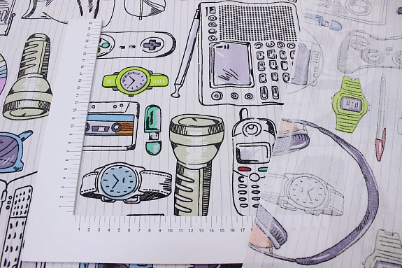 Поплин "Техно-вечеринка", ш.2.2м, хлопок-100%, 110гр/м.кв