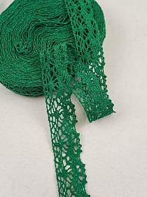 Кружево цв.изумрудно-зеленый, ш.25мм, хлопок-90%, п/э-10%, 10м, рис.044/31