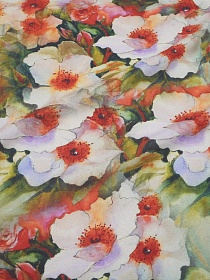 Штапель Премиум Цифр.печать "Урсула" цв.красный винтаж, ш.1.45м, вискоза-100%, 100гр/м.кв