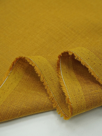 Лен костюмный с эффектом мятости цв.Темная горчица, ш.1.45м, лен-100%, 190гр/м.кв#008426