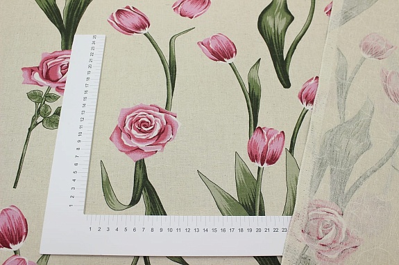 Полулен поэма "Аромат весны" (на суровом), ш.1.5м, лен-30%, хлопок-70%, 155гр/м.кв