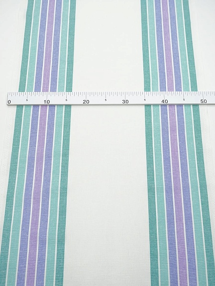 Холст полотенечный "Полоска по кайме" цв.сиреневый/изумрудный, ш.0.5м, лен-30%, хл-70%, 140гр/м.кв