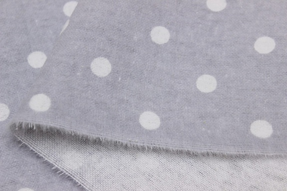 Мерный лоскут (ткань в отрезах) - Теплый хлопок "Белый горох на св.сером с сиреневым оттенком" CОРТ2