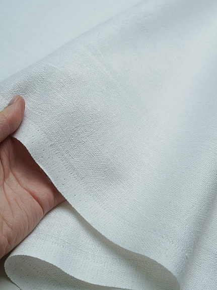 Мерный лоскут - Холст полотенечный жаккард "Василек" цв.белый, ш.0.5м, лен-30%, хл-70%, 210гр/м.кв