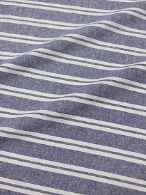 Полулен постельный с эфф. мятости "Синий меланж-широкая полоска", (комп), ш.2.65м, лен-29%, хл-71%