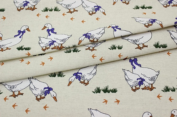 Полулен "Гуси" (на суровом), СОРТ2,  ш.1.5м, лен-30%, хлопок-70%, 147гр/м