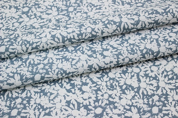 Полулен "Нежные ромашки" цв.белый, ш.1.5м, лен-30%, хлопок-70%, 147гр/м.кв