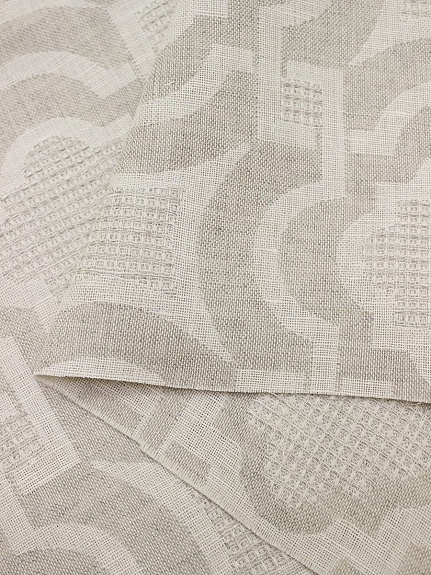 Полульняной жаккард "Орнамент" цв.бежевый, ш.1.92м, лен-50%, хлопок-50%