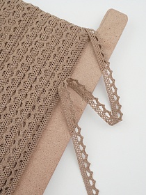 Кружево цв.песочно-коричневый, ш.10мм, хлопок-90%, п/э-10%, рис.075/9