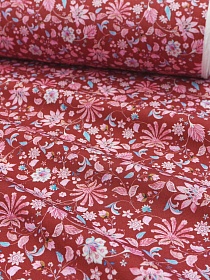 Импорт. хлопок "Чудоцветье" цв.бордовый, ш.1.45м, хлопок-100%, 100гр/м.кв