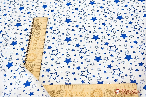 Поплин "Звездопад" цв.синий, ш.1.5м, хлопок-100%, 115 гр/м.кв