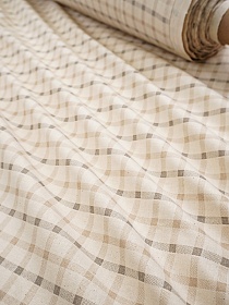 Поплин "Клетка" цв.бежевый/серый (на суровом), ш.2.2м, хлопок-100%, 110гр/м.кв
