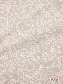 Полулен "Сказочный белый узор" цв.бежевый, СОРТ2, ш.2.2м, лен-30%, хлопок-70%, 140гр/м.кв