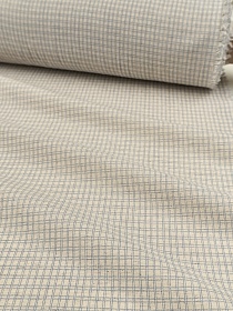 Хлопколен Цифр.печать "Двойная клеточка" (на суровом), цв.синий, СОРТ2, ш.1.4м, лен-10%, хл-90%, 130гр/м.кв