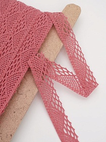 Кружево хлопок-90%, п/э-10%, 25мм, цв.бледный розово-красный