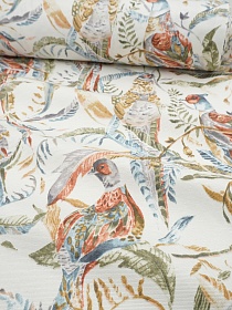 Ткань Дак "Фазаны" цв.терракотовый, ш.1.8м, хлопок-65%, п/э-35%, 205гр/м.кв