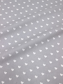 Бязь "Сердечки на св.пепельно-сером", СОРТ2, ш.1.5м, хлопок-100%, 110гр/м.кв