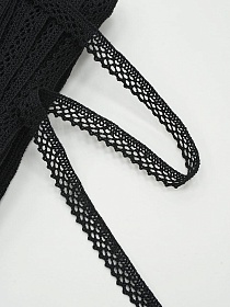 Кружево цв.черный, ш.10мм, хлопок-90%, п/э-10%, 10м, рис.129/26