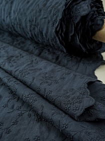 Шитье "Морозная вышивка" (фестоны с 2х сторон) цв.чернильно-синий, ш.1.35м, хлопок-100%, батист