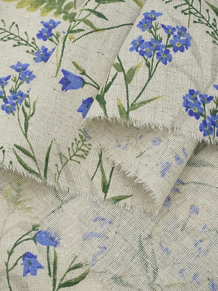 Полулен "Нежная незабудка" (на суровом), ш.1.5м, лен-30%, хлопок-70%, 140гр/м.кв