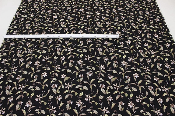 Плательная вискоза "Цветочный вернисаж" цв.черный, ш.1.45м, вискоза-100%, 125гр/м.кв