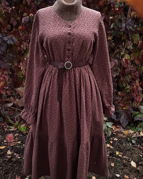 Платье из муслина с эффектом фактурной стежки "Винтажные розочки" 