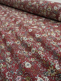 Импорт. хлопок "Медовый луг" цв.бордово-терракотовый, ш.1.5м, хлопок-100%, 100гр/м.кв