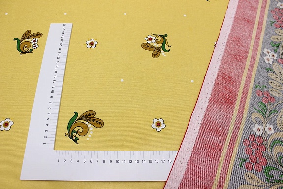 Мерный лоскут (ткань в отрезах) - Рогожка "Красная рябина" цв.желтый, ш.1.5м, хлопок-100%