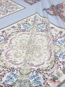 Перкаль "Цветочное настроение" (Гол.платок 0.74м*0.81м) цв.голубой, ш.1.5м, раппорт 81см