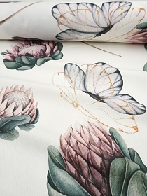 Ткань Дак Цифр.печать "Протея с бабочками" ш.1.8м, хл-65%, п/э-35%, 210гр/м.кв