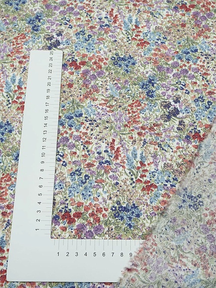 Штапель "Полевое изобилие" цв.синий, ш.1.45м, вискоза-100%, 110гр/м.кв