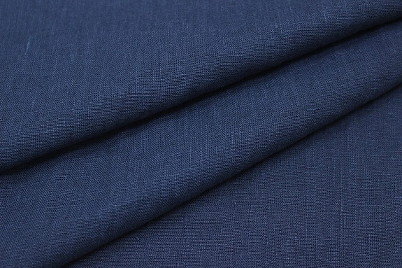 Лен костюмный с эффектом мятости цв.Темно-синий с оттенком морская волна, ш.1.45м, лен-100%