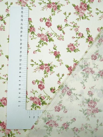 Сатин "Кружевные розочки" цв.шампань, ш.1.6м, хлопок-100%, 110гр/м.кв