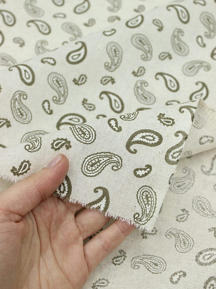 Полулен "Огуречный узор" (на суровом), ш.1.5м, лен-30%, хлопок-70%, 145гр/м.кв