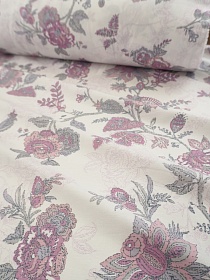 Сатин "Цветущая фантазия" цв.лилово-розовый, ш.2.35м, хлопок-100%, 110гр/м.кв