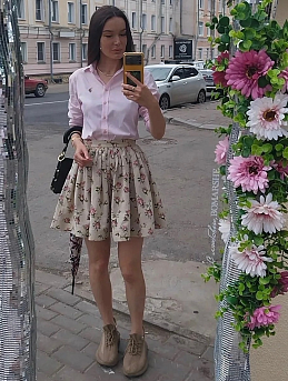 Юбка из полульна "Розовые бутоны роз"