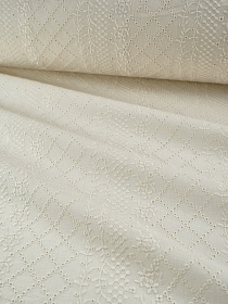 Шитье "Полосы-ромбы/цветы/веточки" цв.кремовый, ш.1.37м, батист, хл-100%, 80гр/м.кв