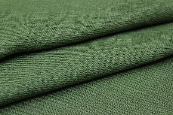Лен костюмный с эффектом мятости цв.Зеленый папоротник, ш.1.45м, лен-100%, 190гр/м.кв