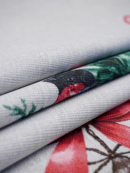 Рогожка "Снегири на ветке", ш.1.5м, хлопок-100%, 160гр/м.кв, раппорт 63см