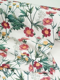 Штапель Премиум (Digital) "Соцветие красоты" цв.белый, ш.1.45м, вискоза-100%, 110гр/м.кв